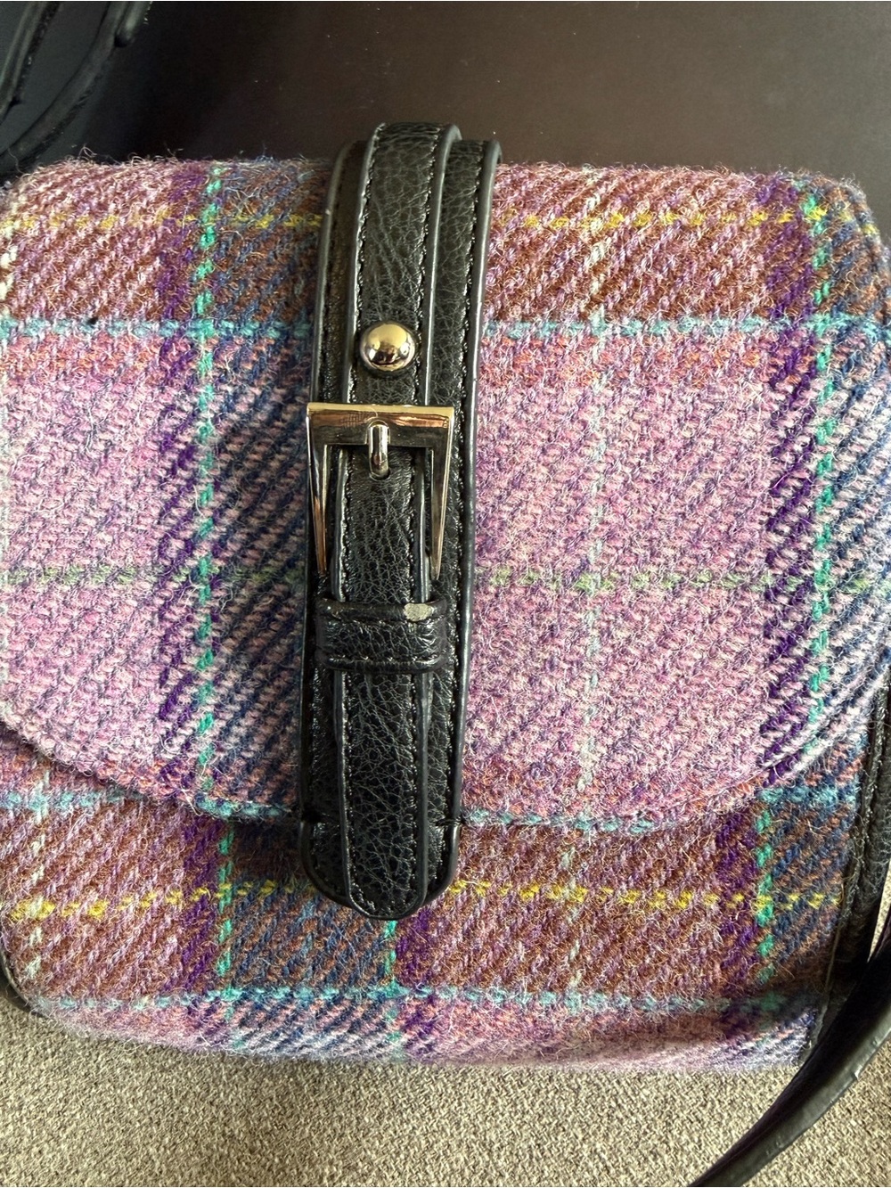Harris Tweed Glen Appin of Scotland Purple Plaid Crossbody Bag